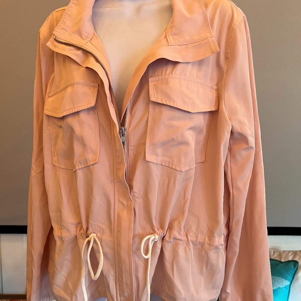 Loft Pale Peach Drawstring Light Jacket Large